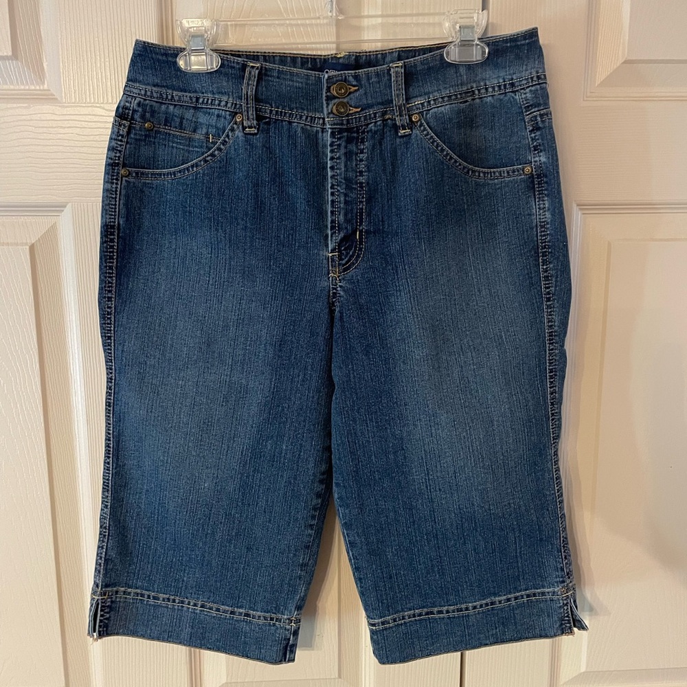Bandolino Blu, Capris, Blue Jeans, Pockets, Rivets, Stretch, Size 12